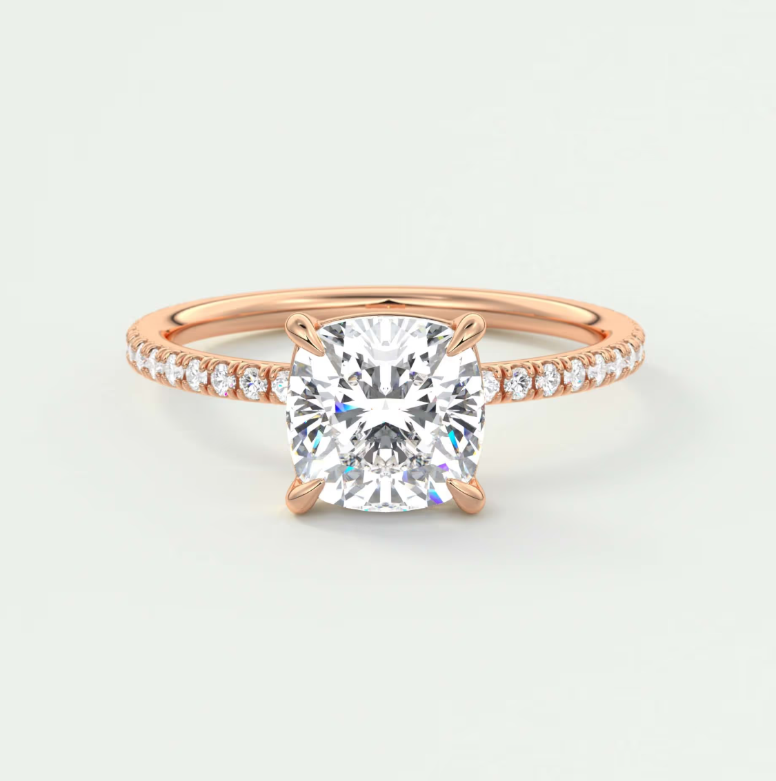 Isolde Cushion Pavé Solitaire Ring