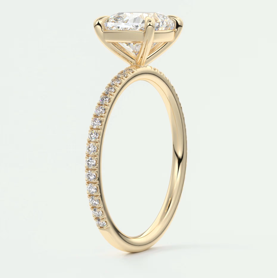 Isolde Cushion Pavé Solitaire Ring