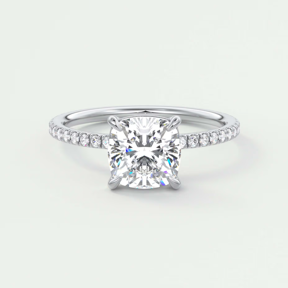 Isolde Cushion Pavé Solitaire Ring