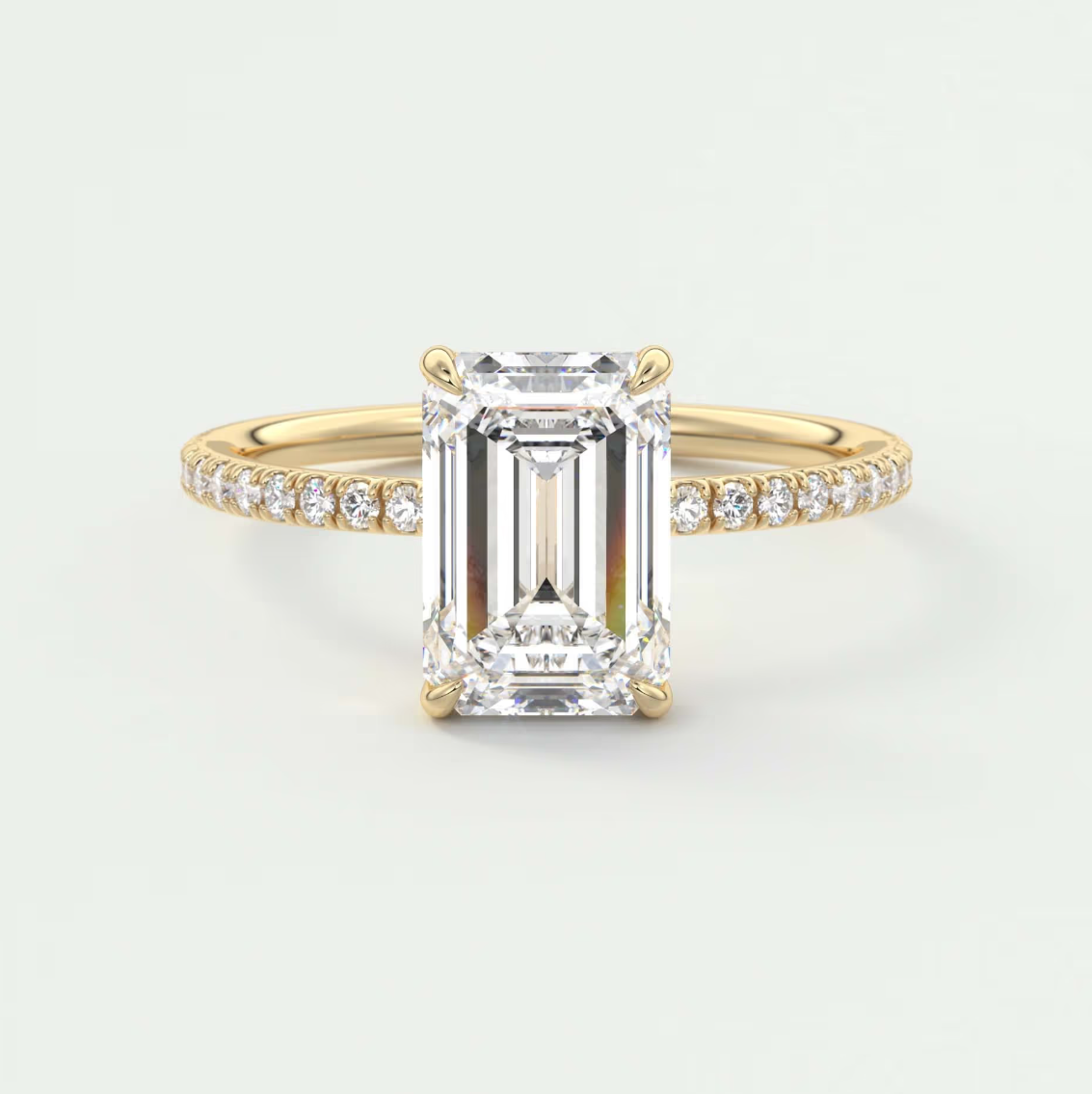 Isolde Emerald Pavé Solitaire Ring