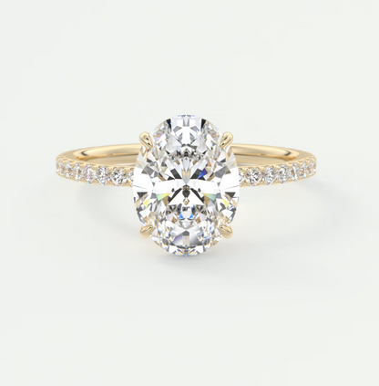 Isolde Oval Pavé Solitaire Ring