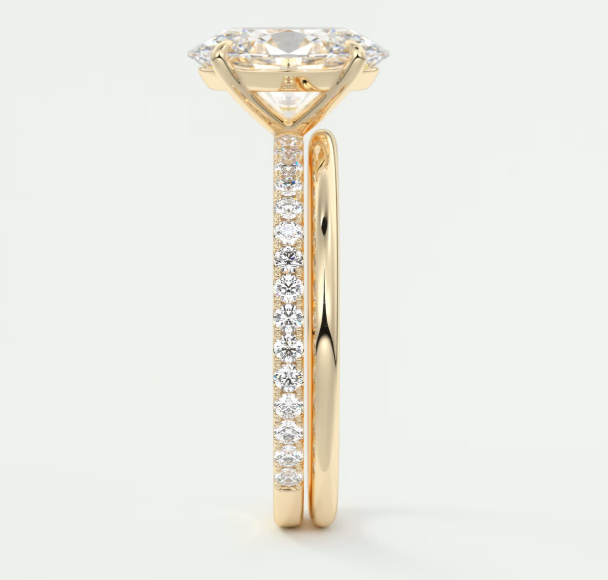 Isolde Oval Pavé Solitaire Ring