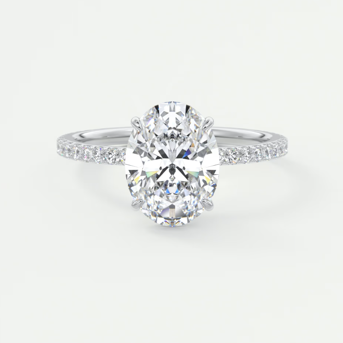 Isolde Oval Pavé Solitaire Ring