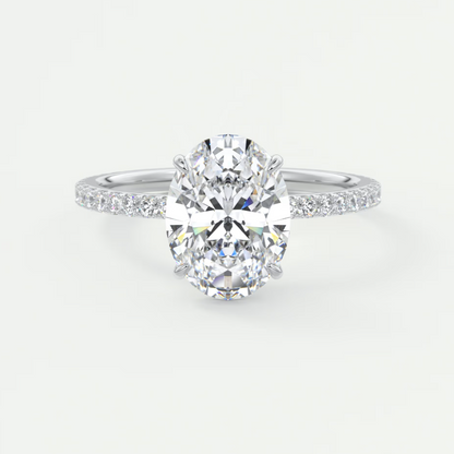 Isolde Oval Pavé Solitaire Ring