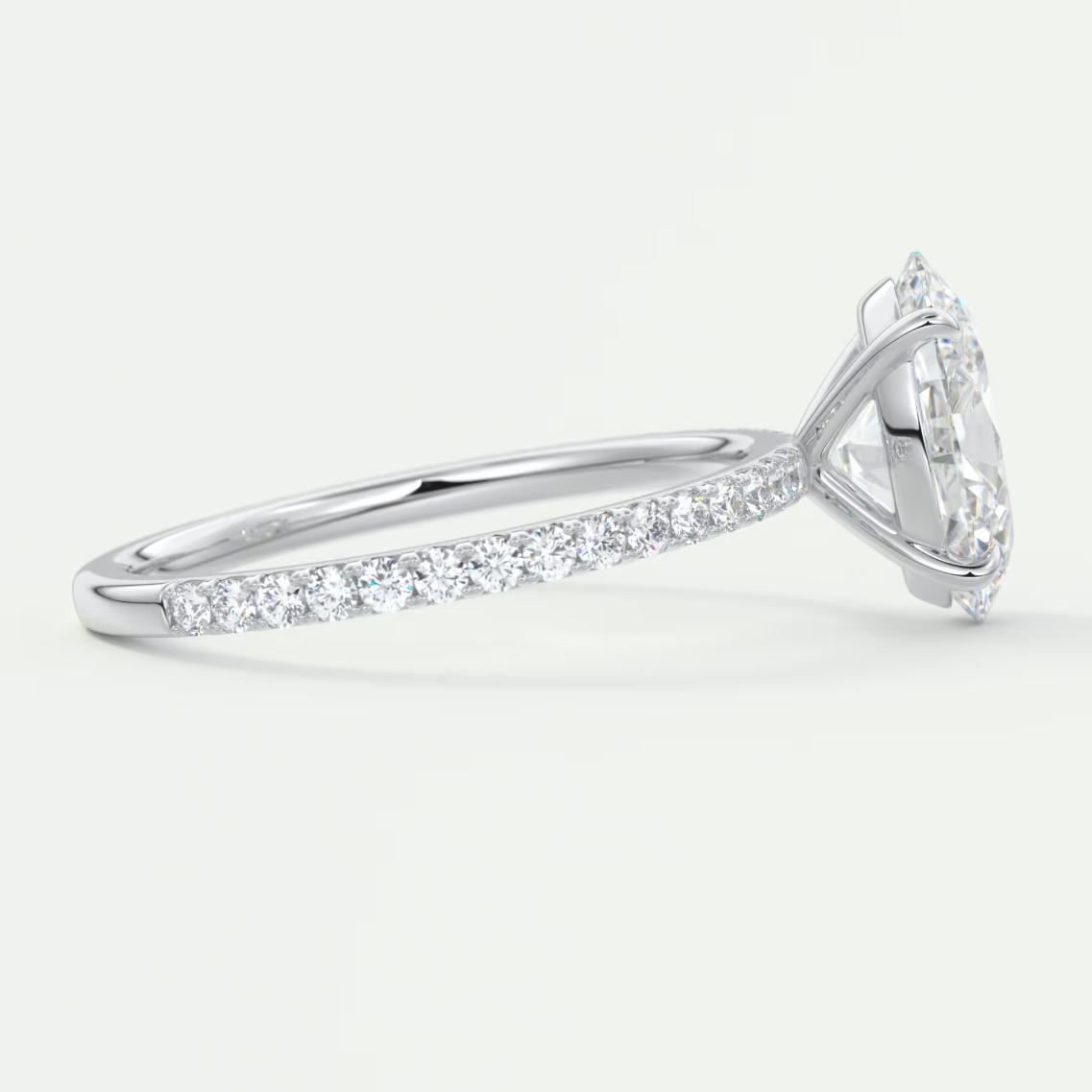 Isolde Oval Pavé Solitaire Ring