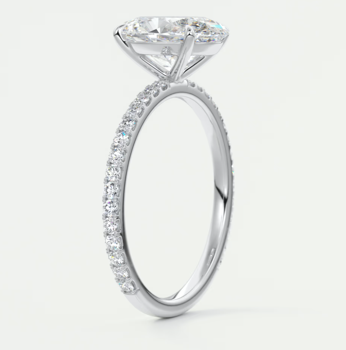Isolde Oval Pavé Solitaire Ring