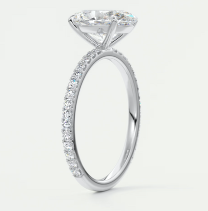 Isolde Oval Pavé Solitaire Ring