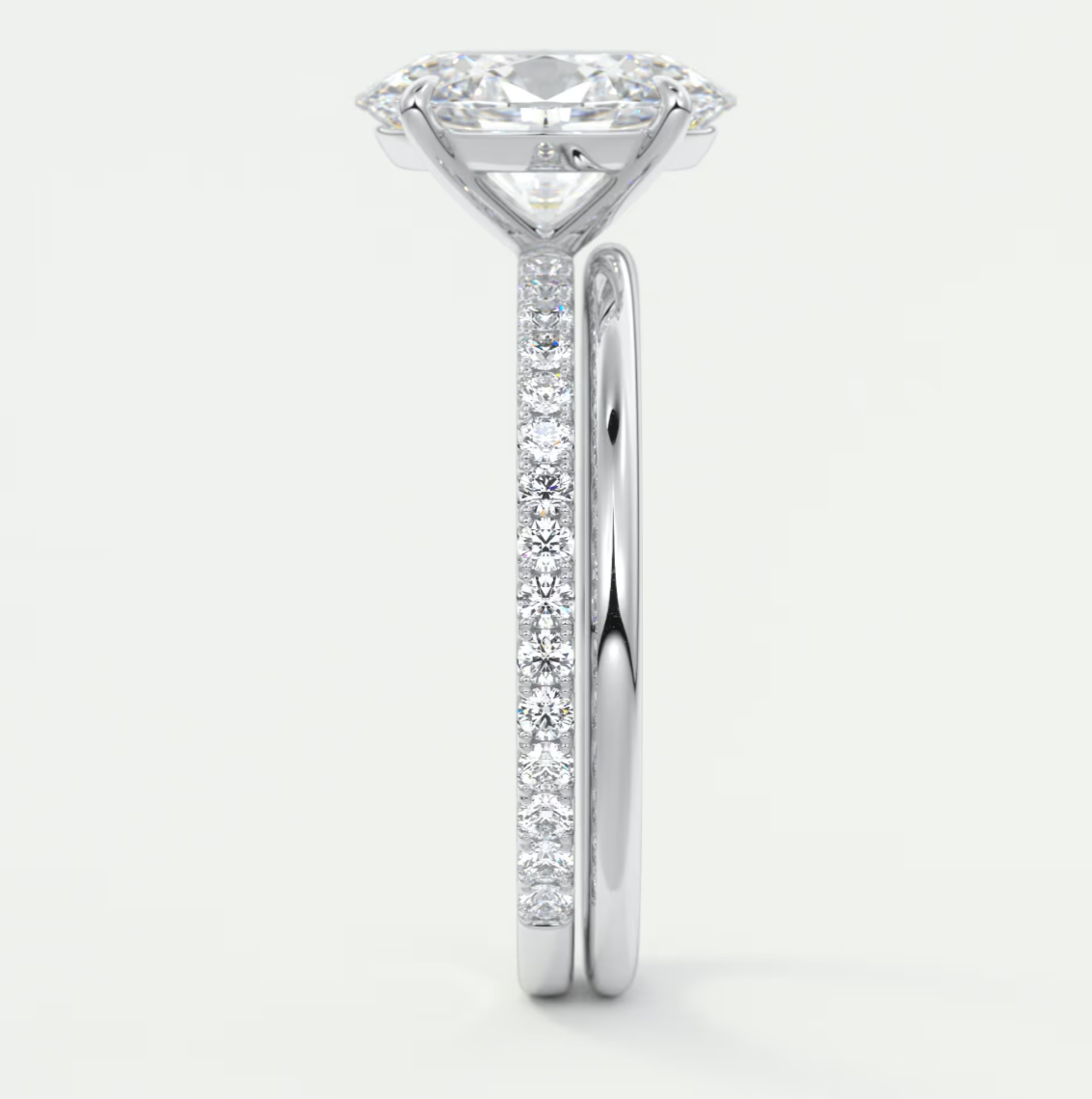 Isolde Oval Pavé Solitaire Ring