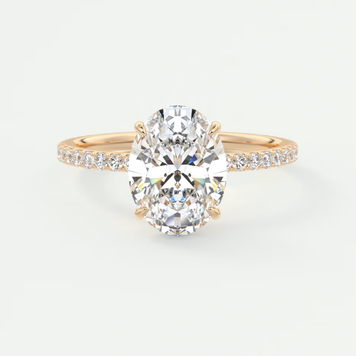 Isolde Oval Pavé Solitaire Ring