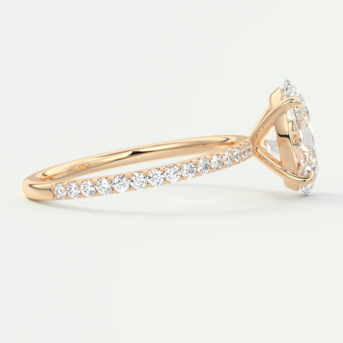 Isolde Oval Pavé Solitaire Ring