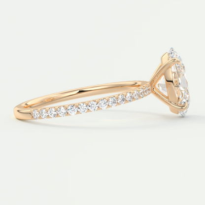 Isolde Oval Pavé Solitaire Ring