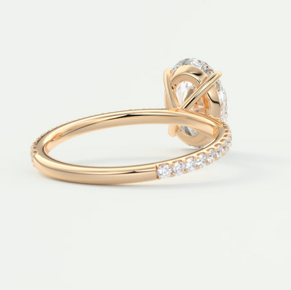 Isolde Oval Pavé Solitaire Ring