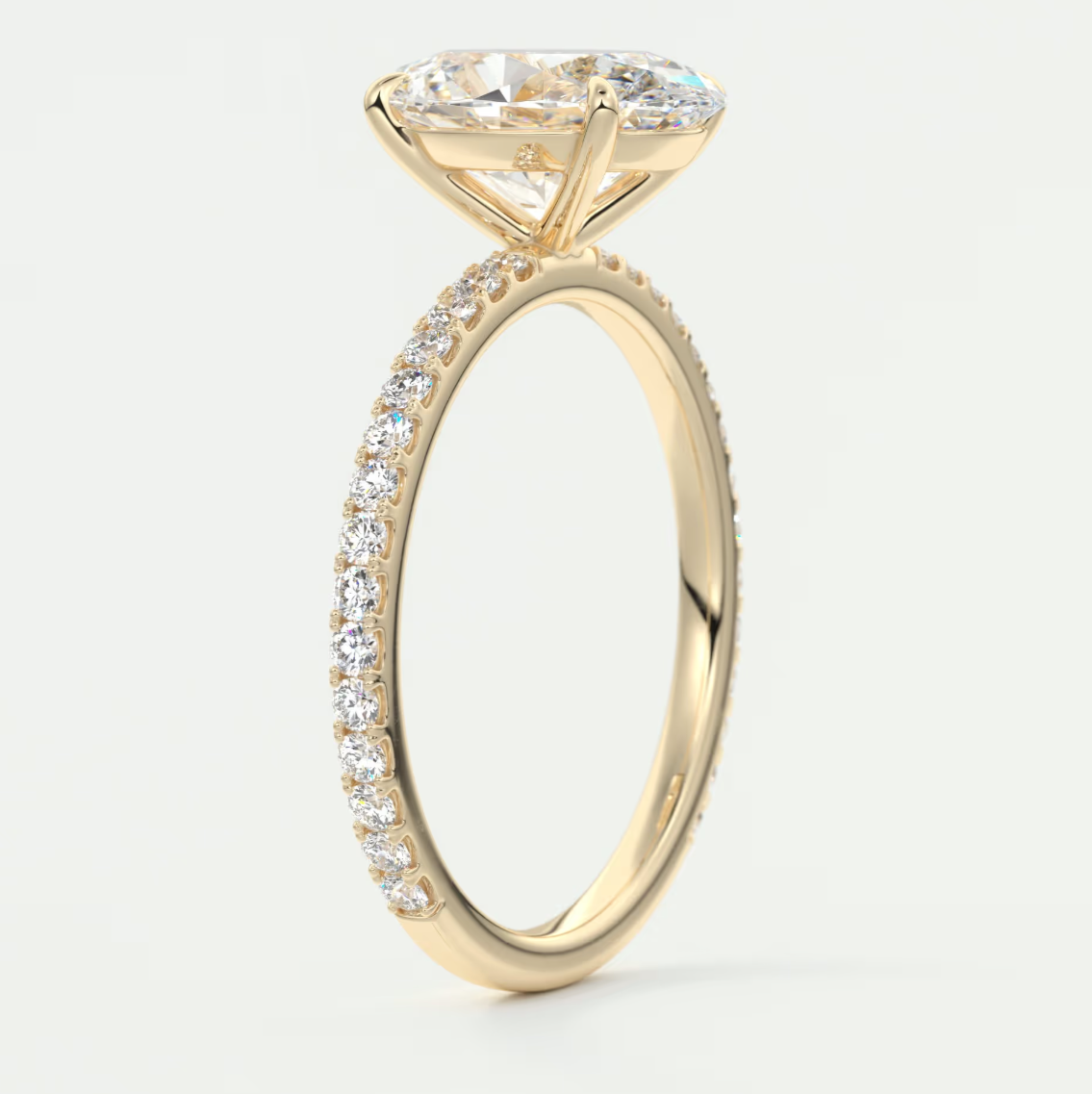 Isolde Oval Pavé Solitaire Ring