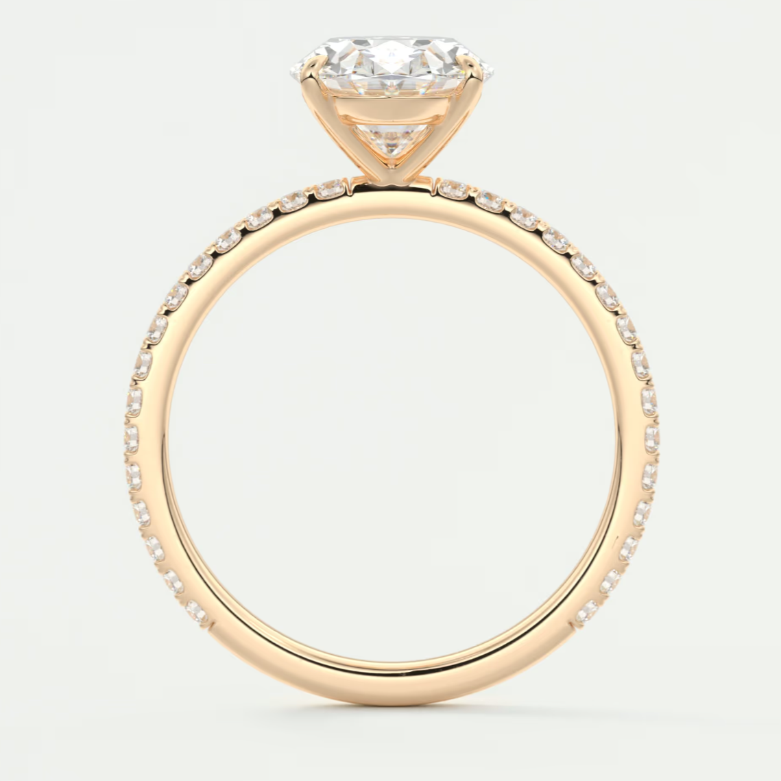 Isolde Oval Pavé Solitaire Ring