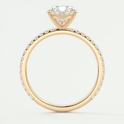 Isolde Oval Pavé Solitaire Ring