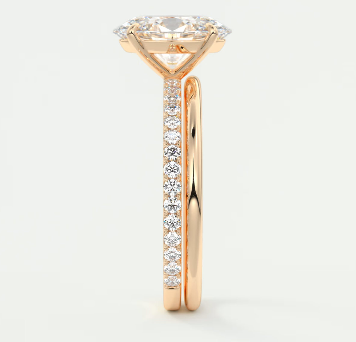 Isolde Oval Pavé Solitaire Ring