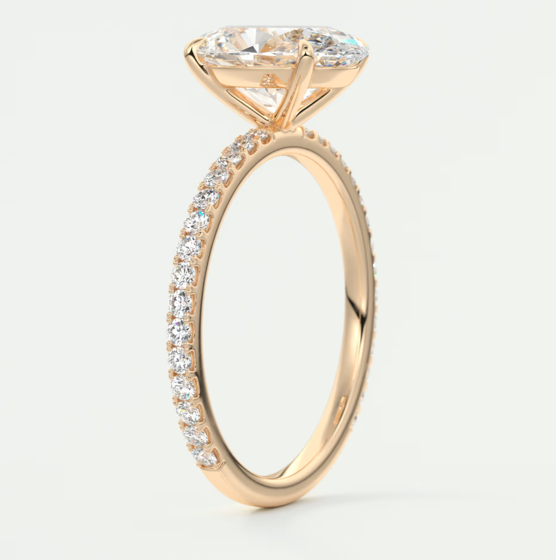 Isolde Oval Pavé Solitaire Ring