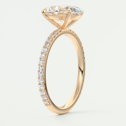 Isolde Oval Pavé Solitaire Ring