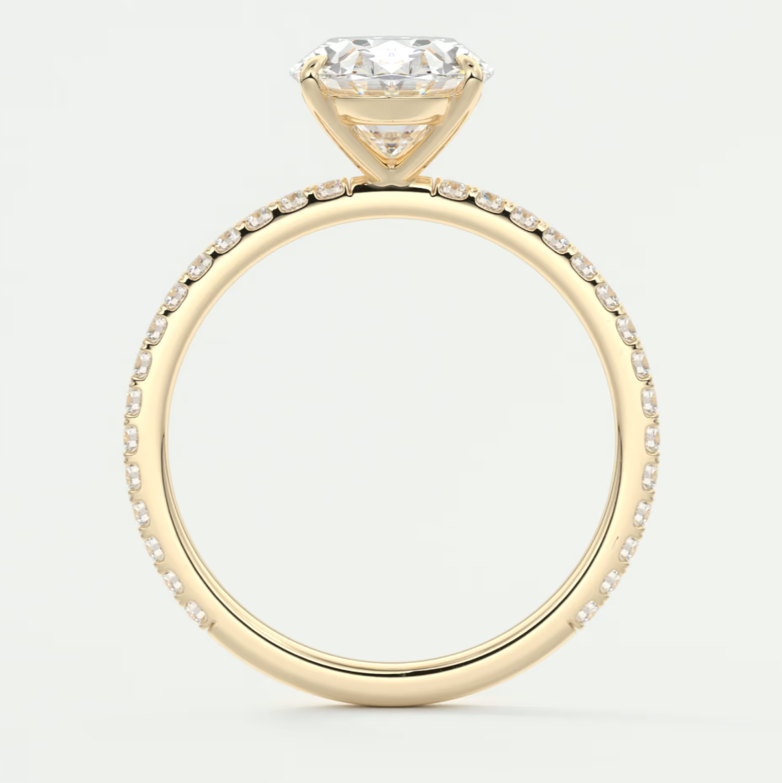 Isolde Oval Pavé Solitaire Ring