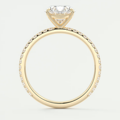 Isolde Oval Pavé Solitaire Ring