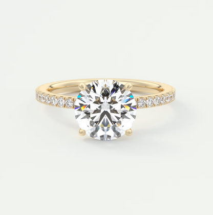 Isolde Pavé Round Brilliant Solitaire Ring