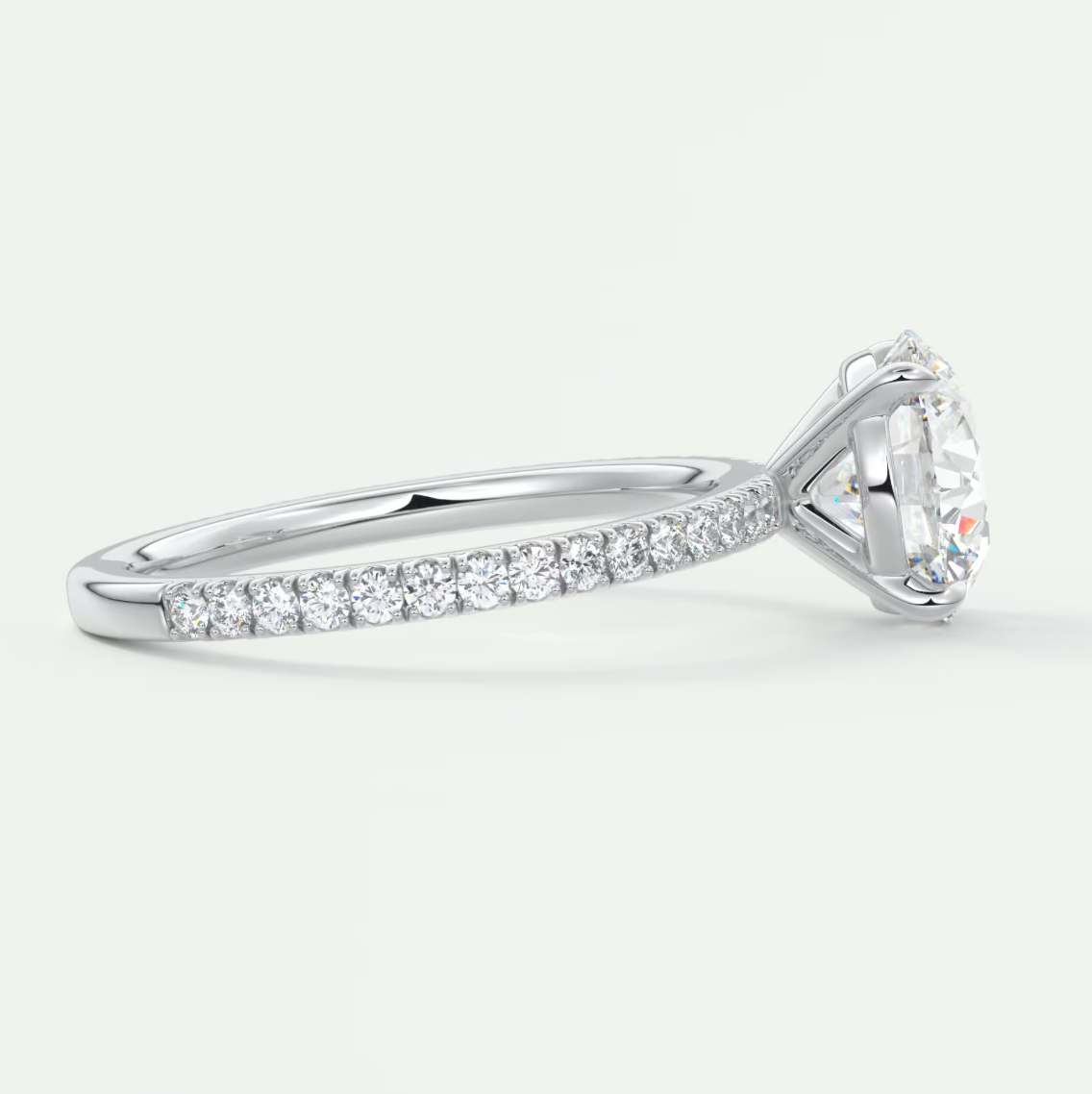 Isolde Pavé Round Brilliant Solitaire Ring