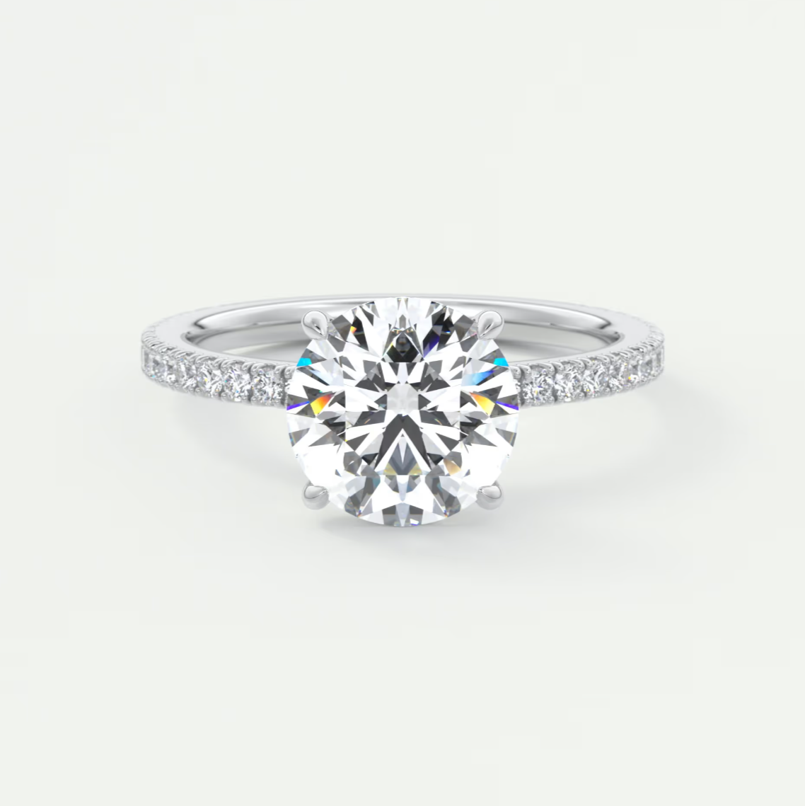 Isolde Pavé Round Brilliant Solitaire Ring