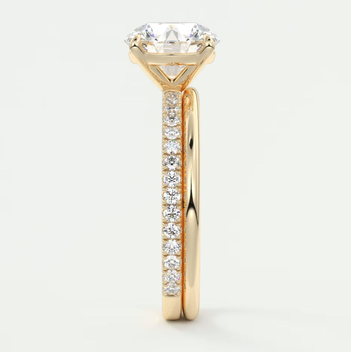 Isolde Pavé Round Brilliant Solitaire Ring