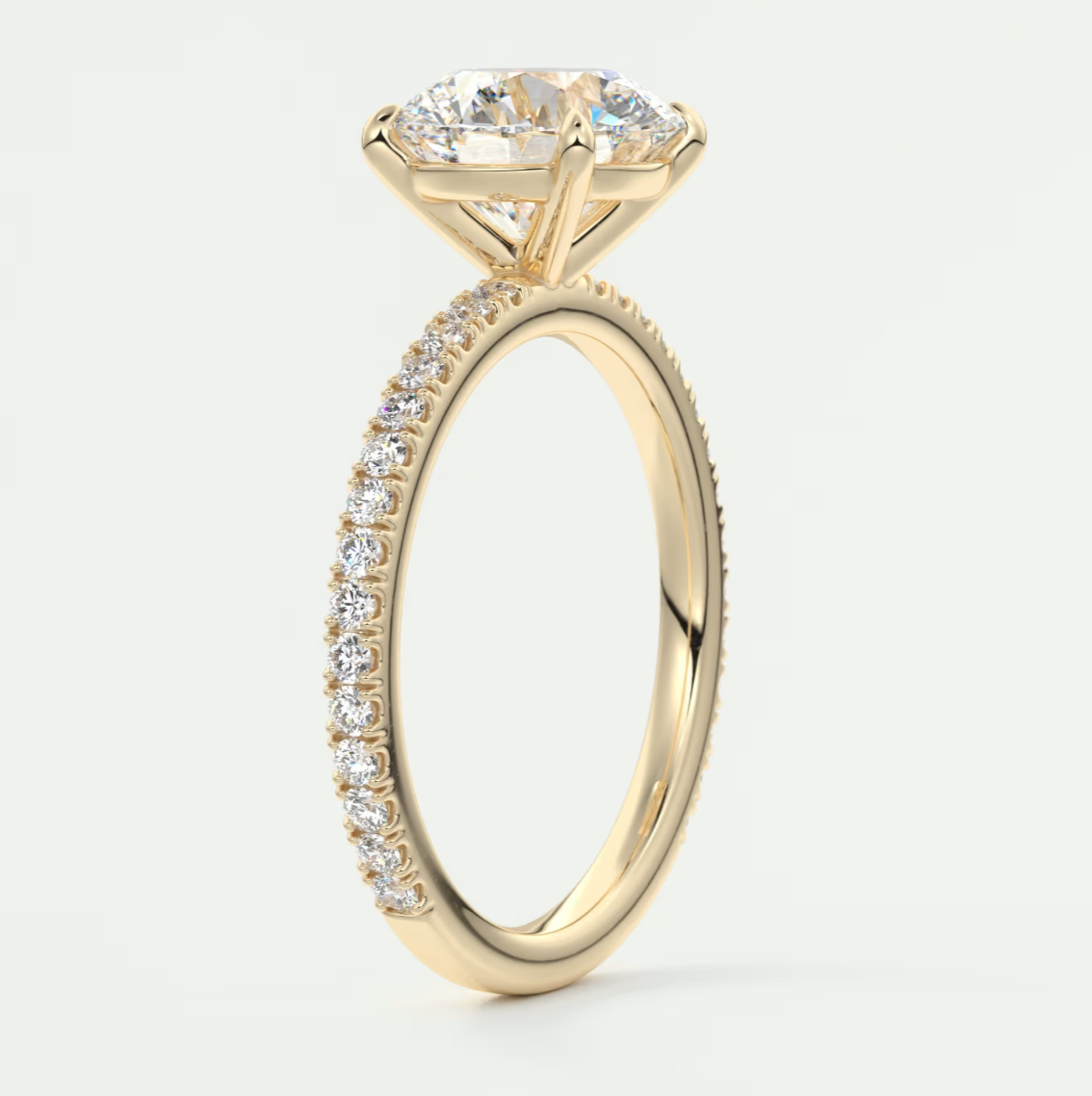Isolde Pavé Round Brilliant Solitaire Ring