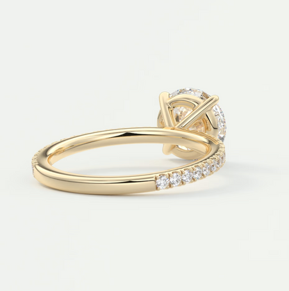 Isolde Pavé Round Brilliant Solitaire Ring