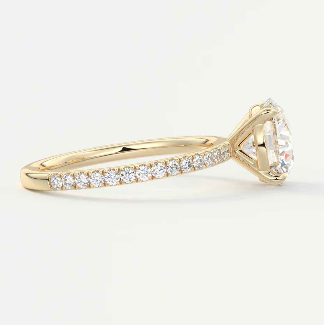 Isolde Pavé Round Brilliant Solitaire Ring