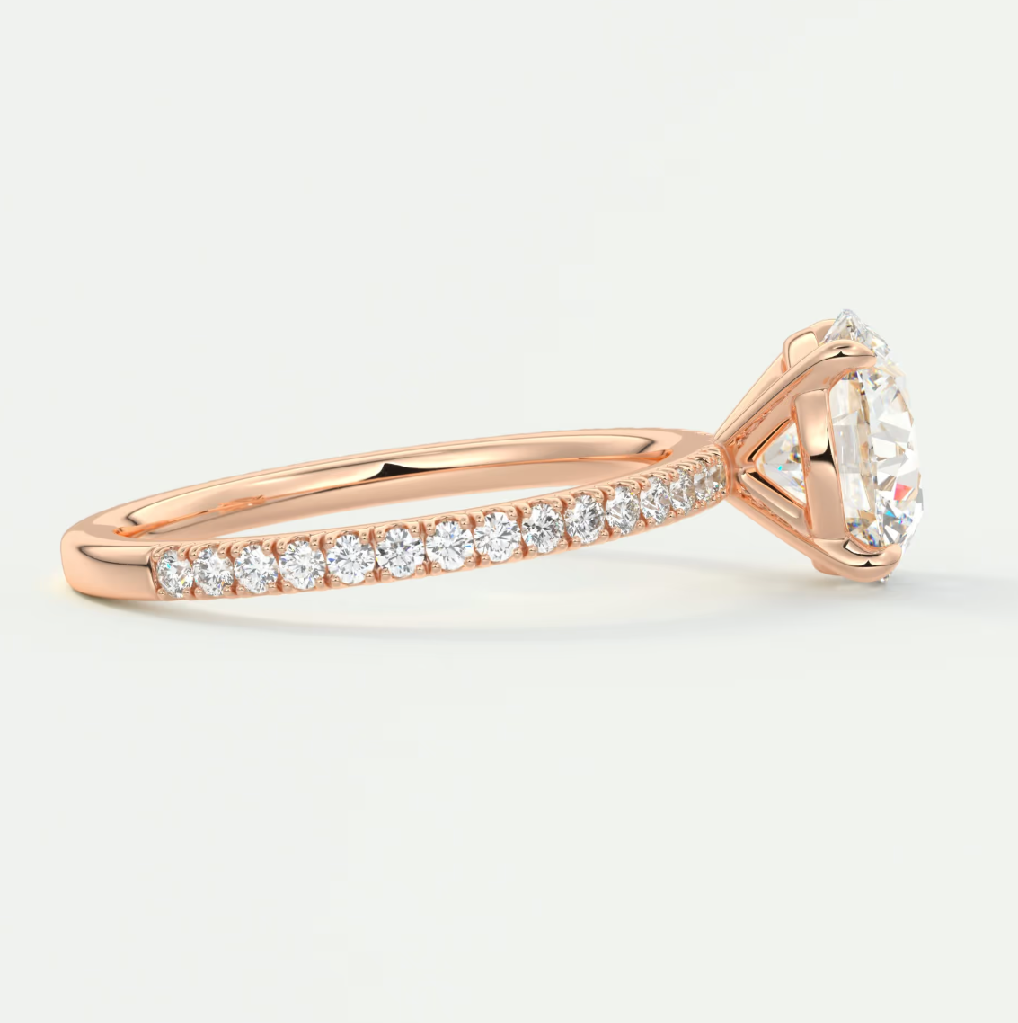 Isolde Pavé Round Brilliant Solitaire Ring