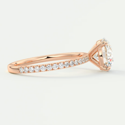Isolde Pavé Round Brilliant Solitaire Ring