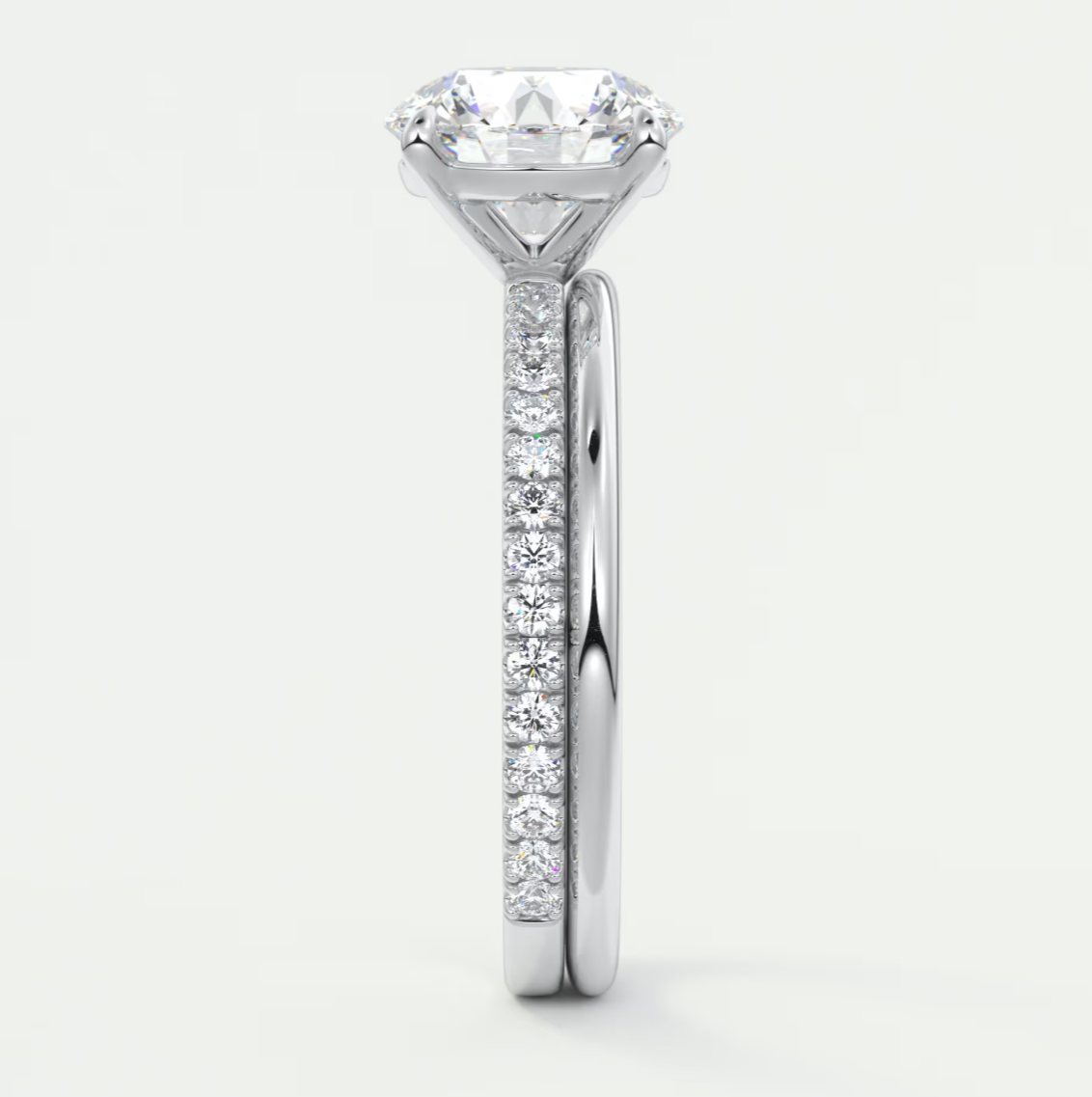 Isolde Pavé Round Brilliant Solitaire Ring