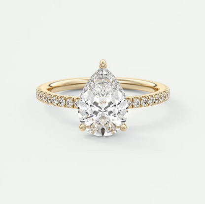 Isolde Pear Pavé Solitaire Engagement Ring