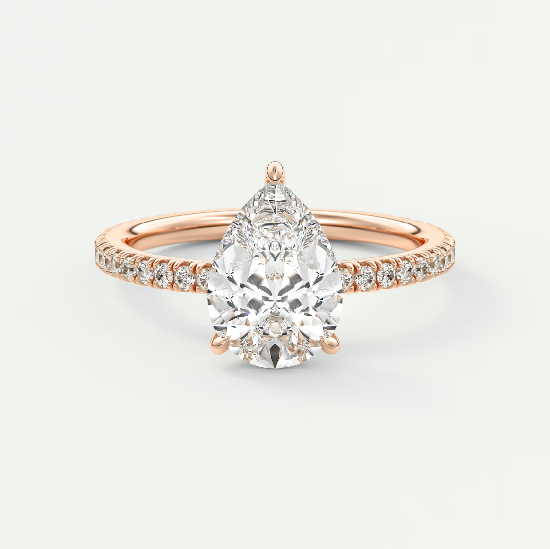 Isolde Pear Pavé Solitaire Engagement Ring