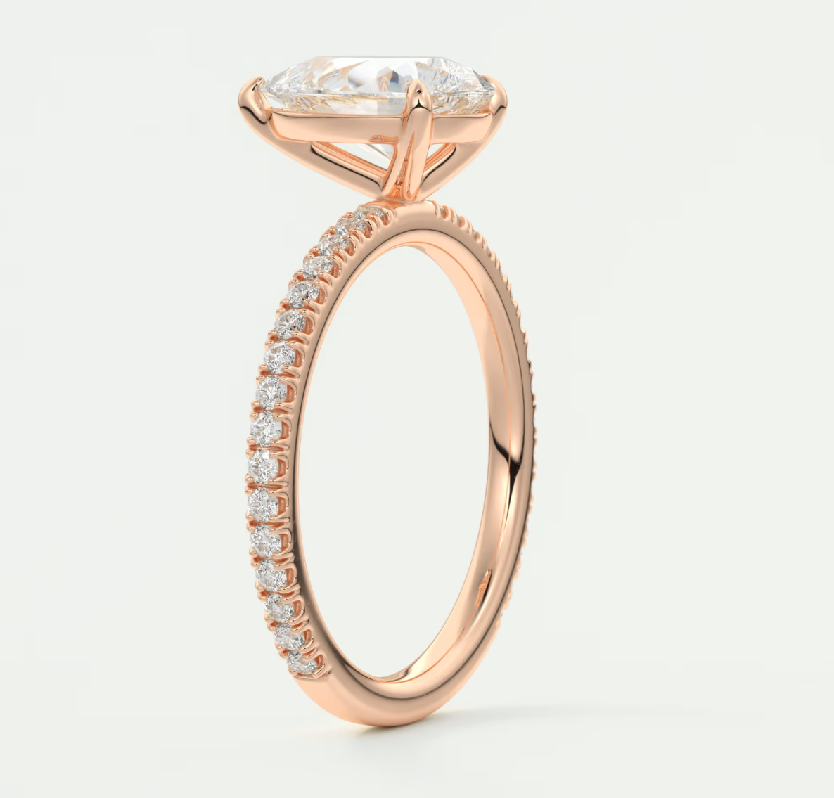 Isolde Pear Pavé Solitaire Engagement Ring