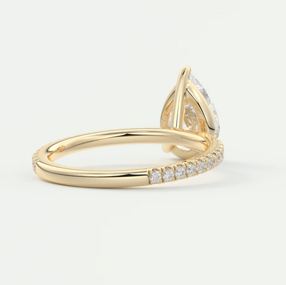 Isolde Pear Pavé Solitaire Engagement Ring