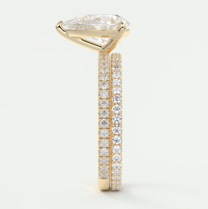 Isolde Pear Pavé Solitaire Engagement Ring