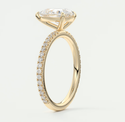 Isolde Pear Pavé Solitaire Engagement Ring