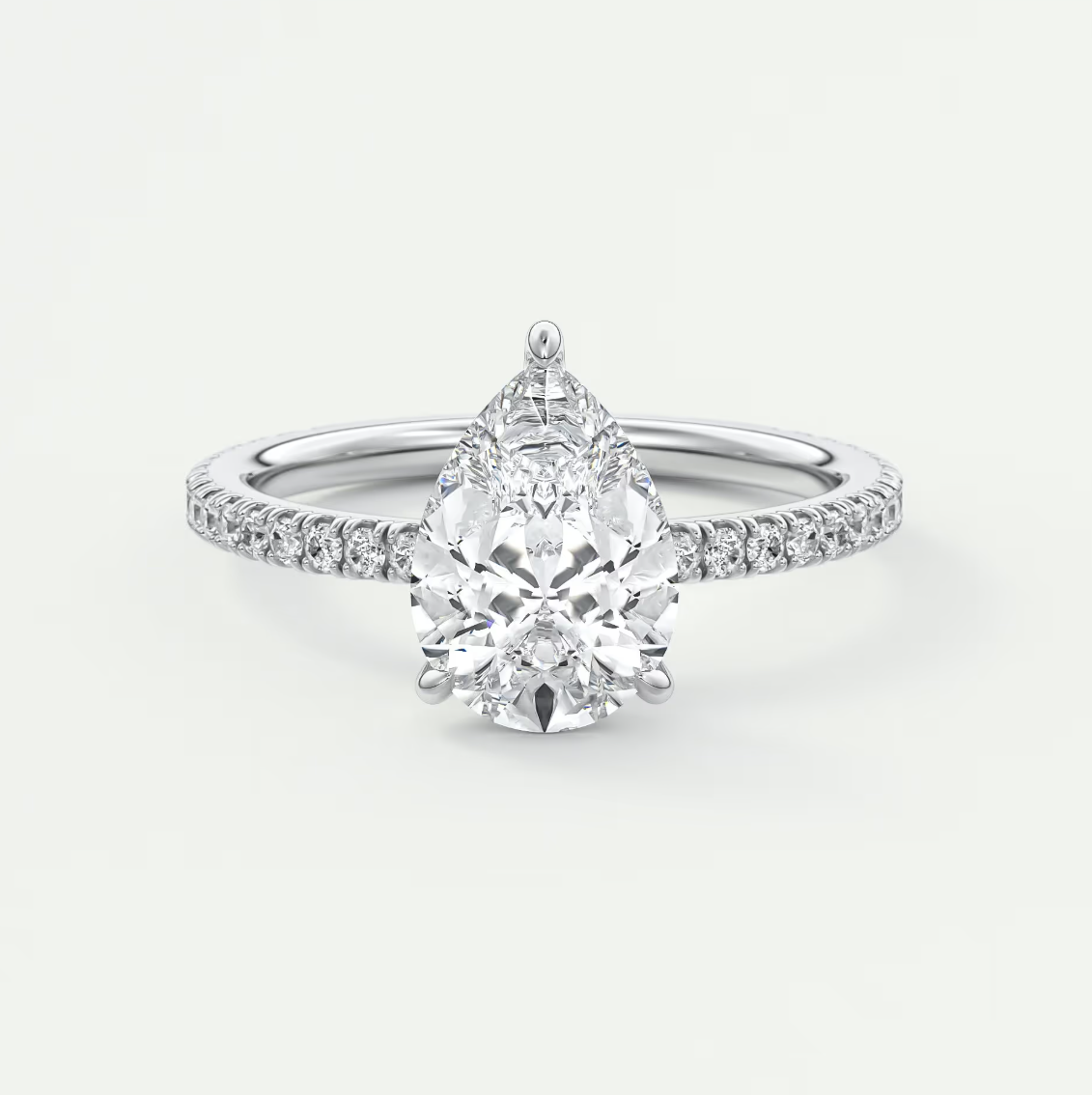 Isolde Pear Pavé Solitaire Engagement Ring