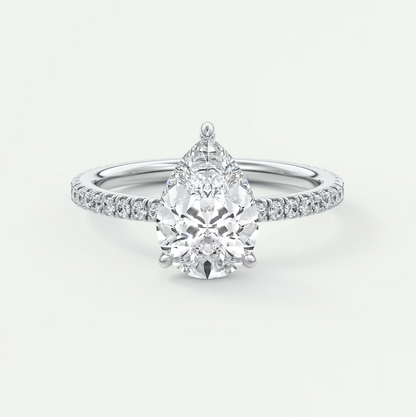 Isolde Pear Pavé Solitaire Engagement Ring