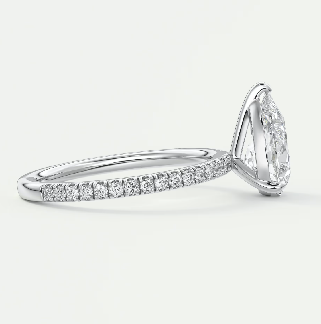 Isolde Pear Pavé Solitaire Engagement Ring