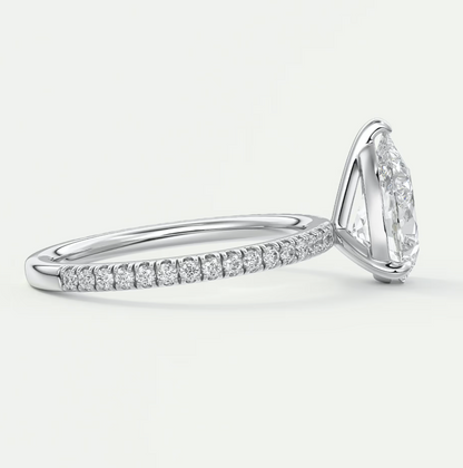 Isolde Pear Pavé Solitaire Engagement Ring