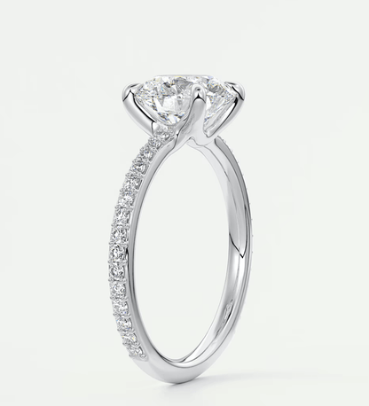 Liora Round Pavé Engagement Ring – Lab Diamond or Moissanite