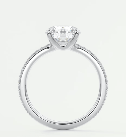 Liora Round Pavé Engagement Ring – Lab Diamond or Moissanite