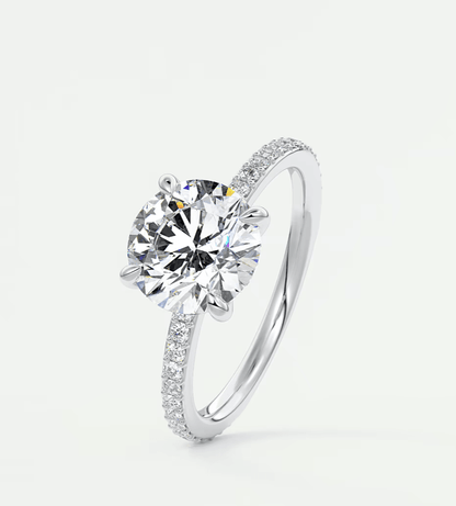 Liora Round Pavé Engagement Ring – Lab Diamond or Moissanite