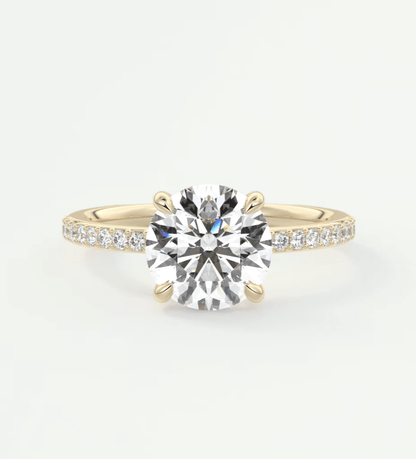 Liora Round Pavé Engagement Ring – Lab Diamond or Moissanite