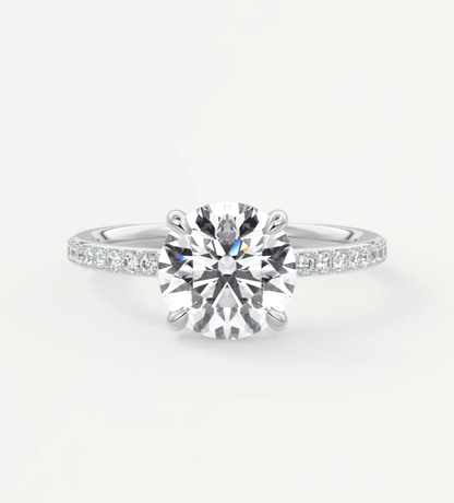 Liora Round Pavé Engagement Ring – Lab Diamond or Moissanite