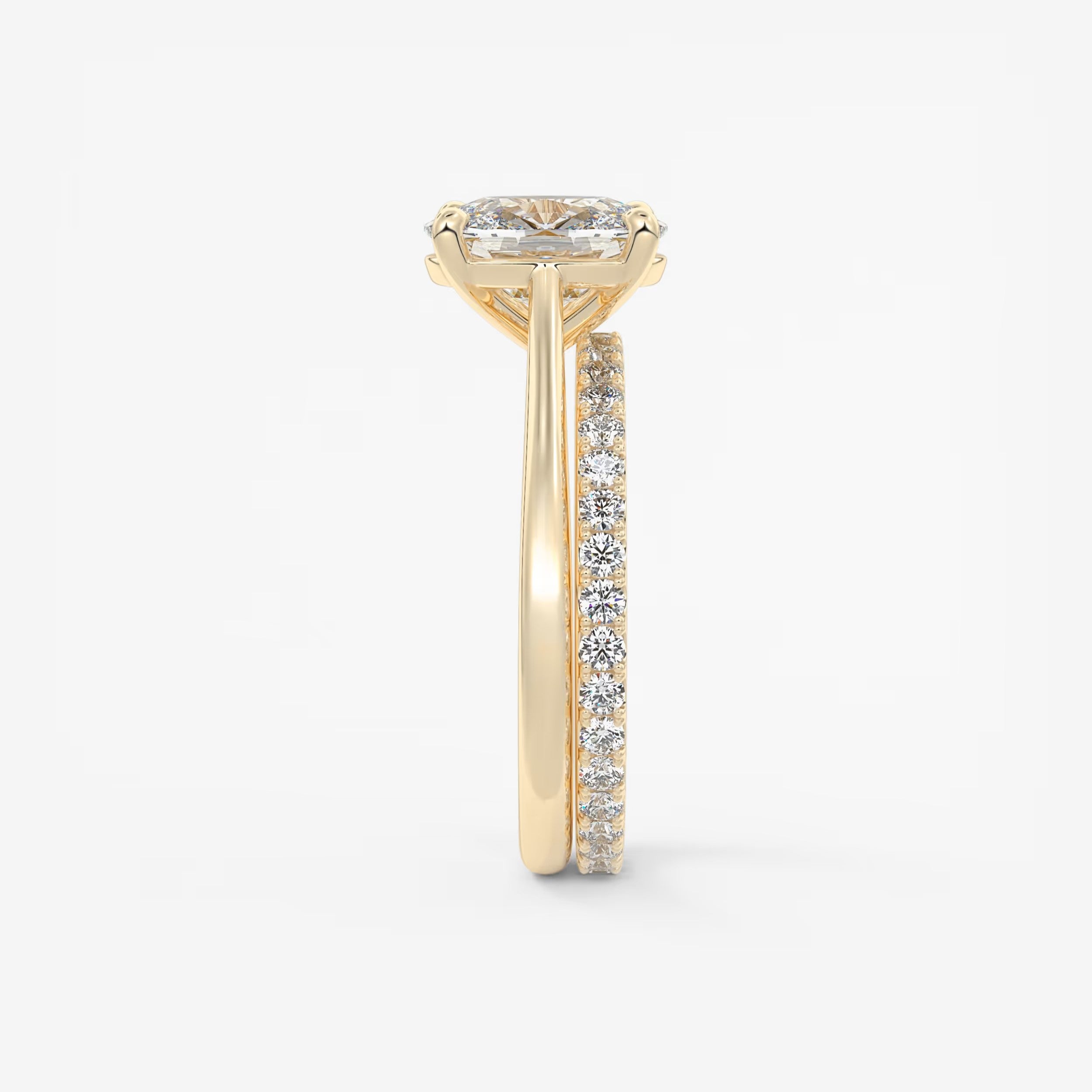Lumia Elongated Cushion Cathedral Engagement Ring – Lab Diamond or Moissanite